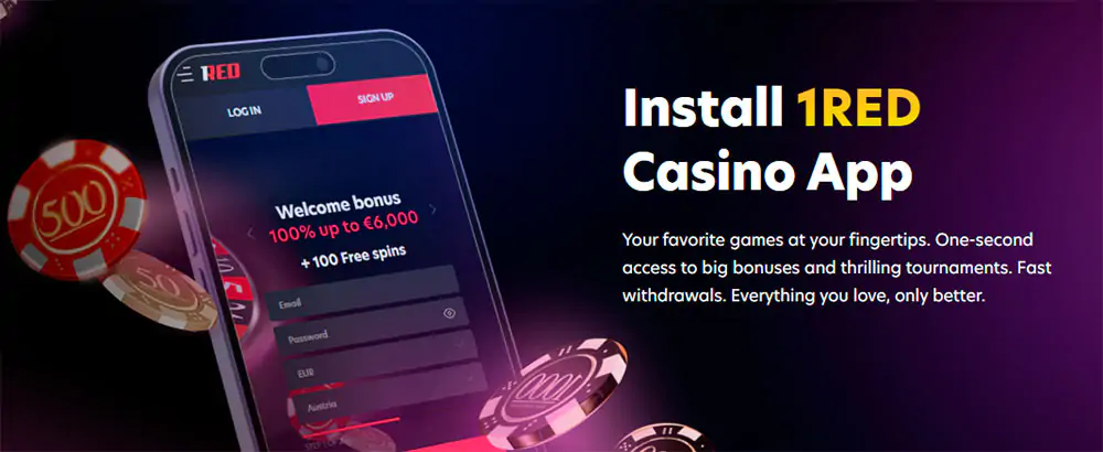 Mobile application in  1Red Casino