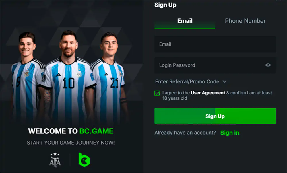 BC.Game Casino Registration