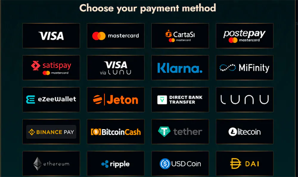 Payment methods at Dolly Casino