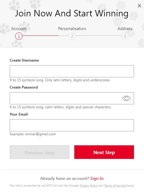 Red Dog Registration Form