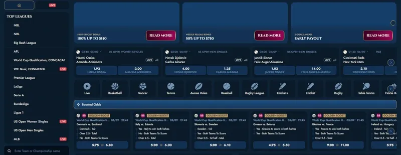 Online sport betting on the Rich Royal casino website
