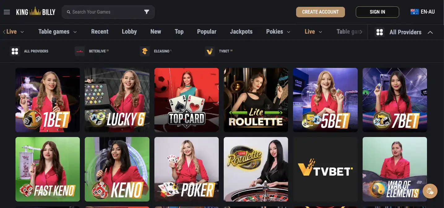 King Billy Casino Live