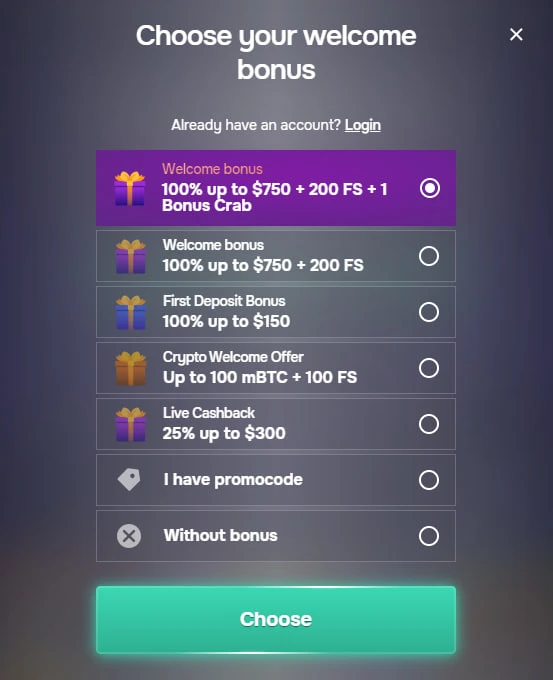 SG Casino Welcome Package